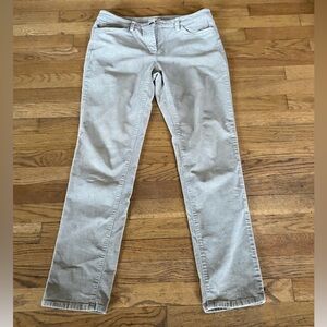 Eileen Fisher Khaki Beige Corduroy Straight Leg Stretch Cotton Jean Pants